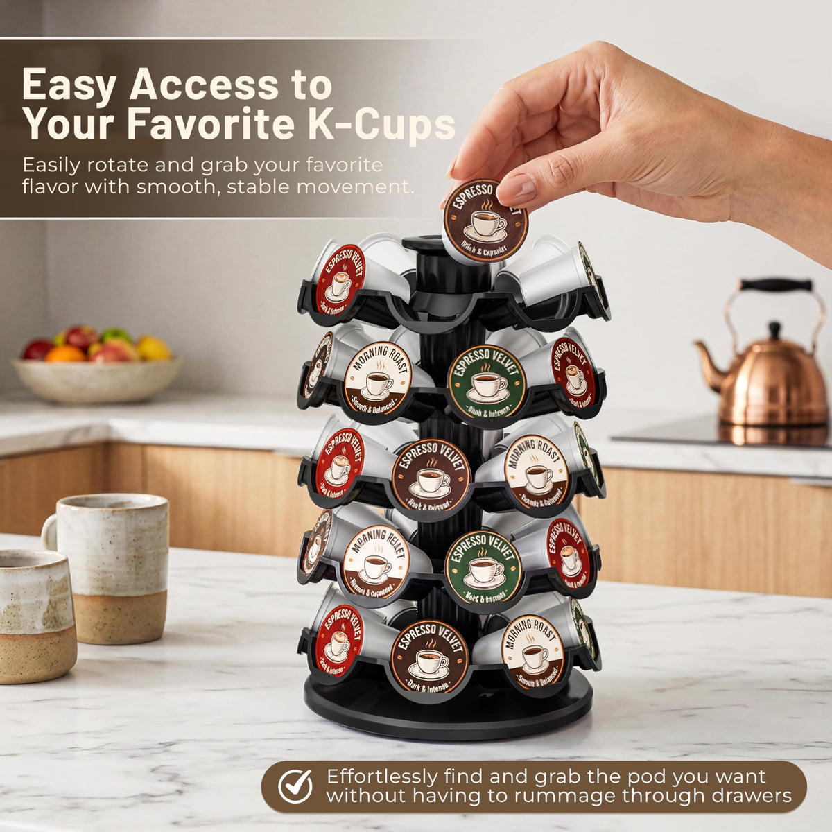 EVERIE modern finish enhances any coffee station decor.