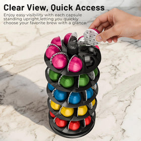 Everie countertop display with visible labels and color bottoms for at-a-glance selection.