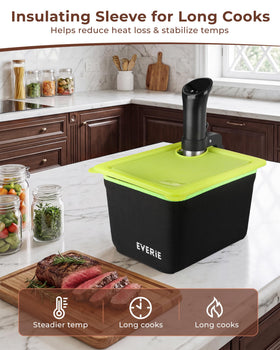 EVERIE collapsible lid demonstrated for quick adds during long cooks.