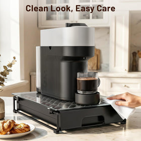 EVERIE easy-to-clean glass surface wipes clean after coffee moments.