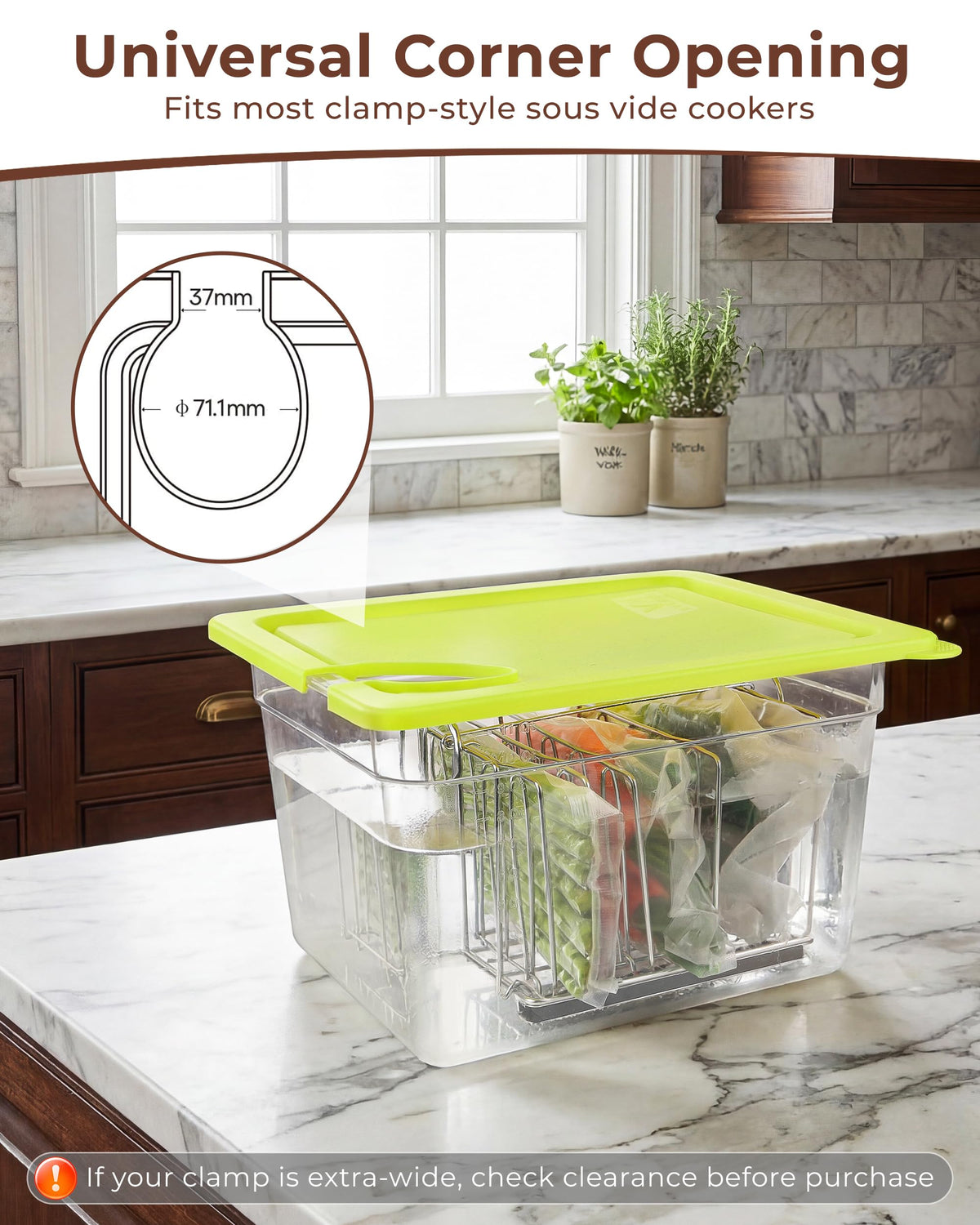 EVERIE insulating sleeve adds heat retention for overnight sous vide sessions.