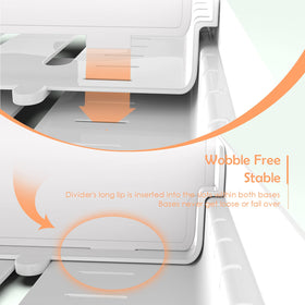 EVERIE lid divider system with 10 adjustable compartments for tidy lid sorting.