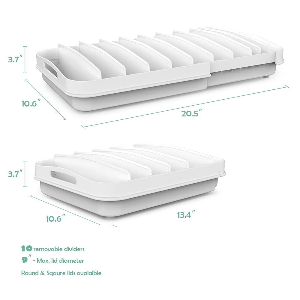 EVERIE lid organizer with built-in handle for easy pull-out without tools.