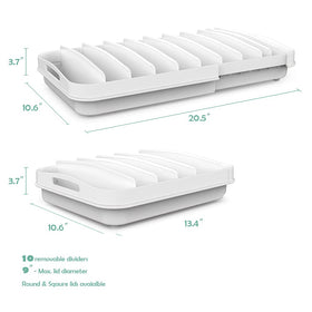 EVERIE lid organizer with built-in handle for easy pull-out without tools.