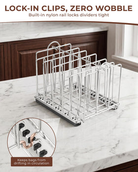 EVERIE lock-in clips secure dividers to prevent shifting.
