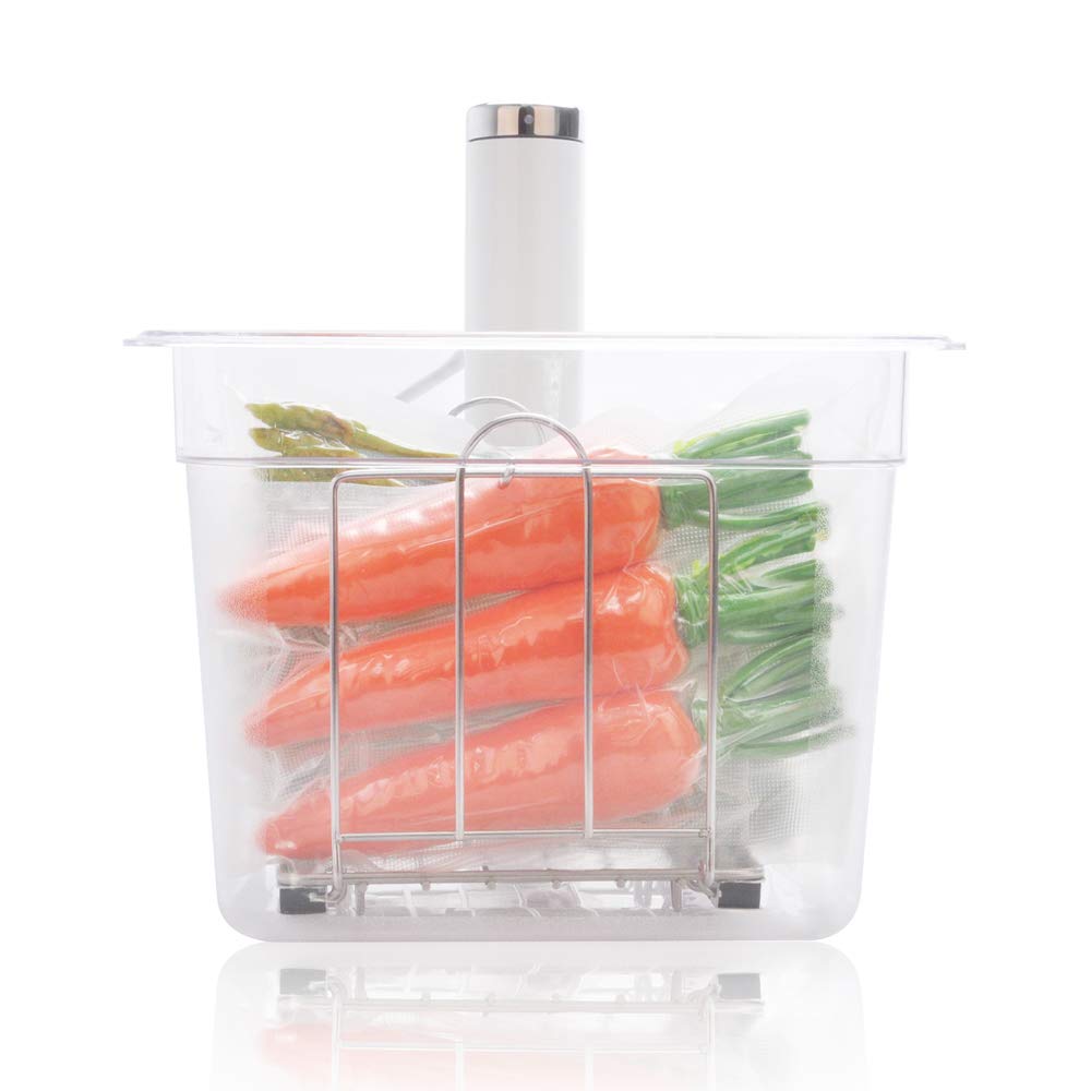 Everie Rack04 in a container demonstrates easy access and neat bag arrangement during cooking.