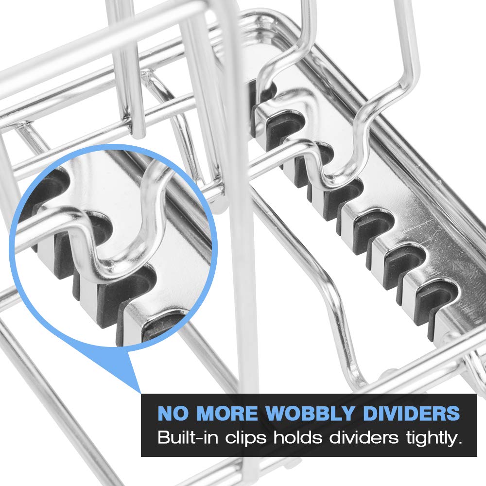 Everie Rack04 nylon locking strips hold dividers securely in place for consistent bag positions.