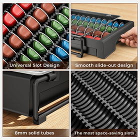 EVERIE smooth-drawer with secure slots prevents tipping while opening.