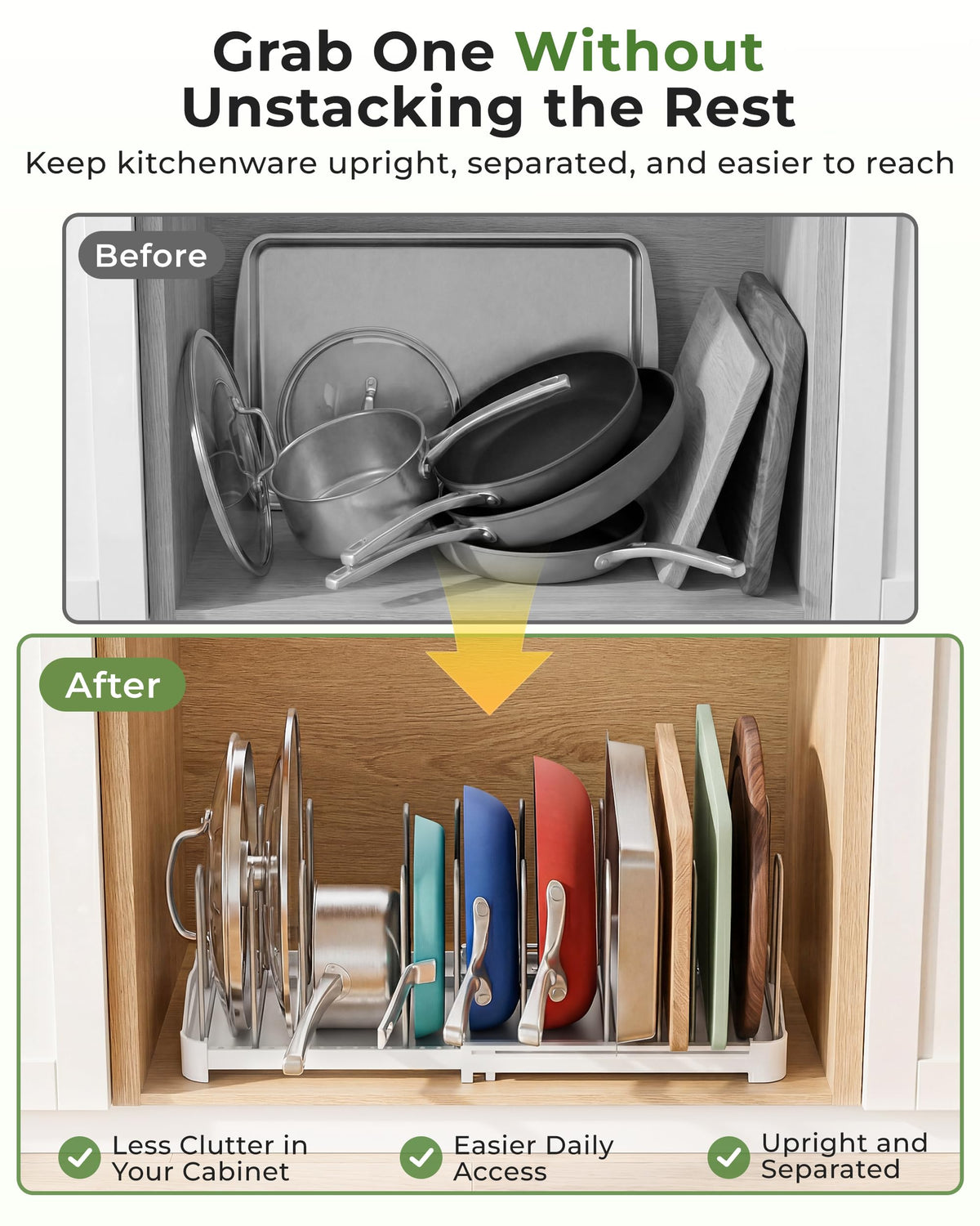 EVERIE sturdy metal dividers stay securely in base slots