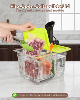 EVERIE water bath setup with clamp-style circulator illustrates versatile long-cook readiness.