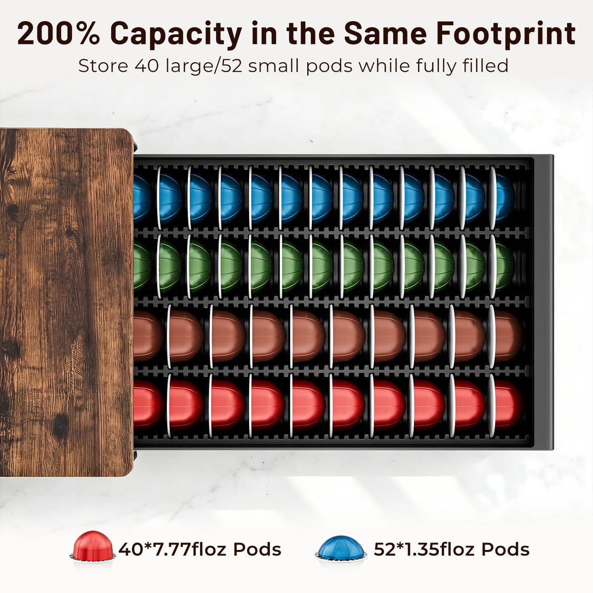 Everie wooden drawer with durable metal frame supports daily coffee use.