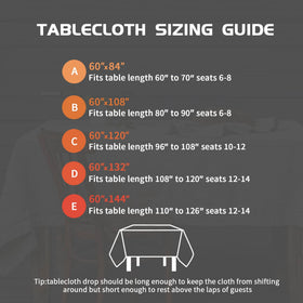EVERLY linen tablecloth size guide helps find the perfect fit.