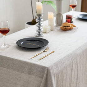 EVERLY linen tablecloth at a wedding table for versatile, sophisticated styling.