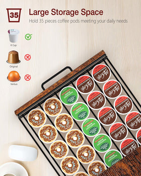 Evermagin K Cup Holder drawer holds 35 pods for quick access.