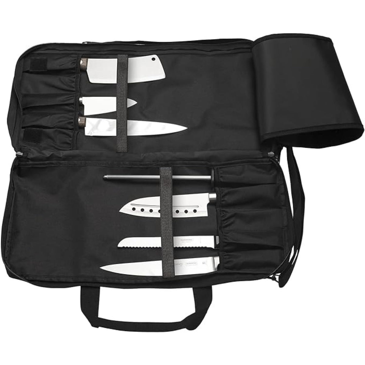 EVERPRIDE knife bag with zippered compartment stores utensils securely during transport.