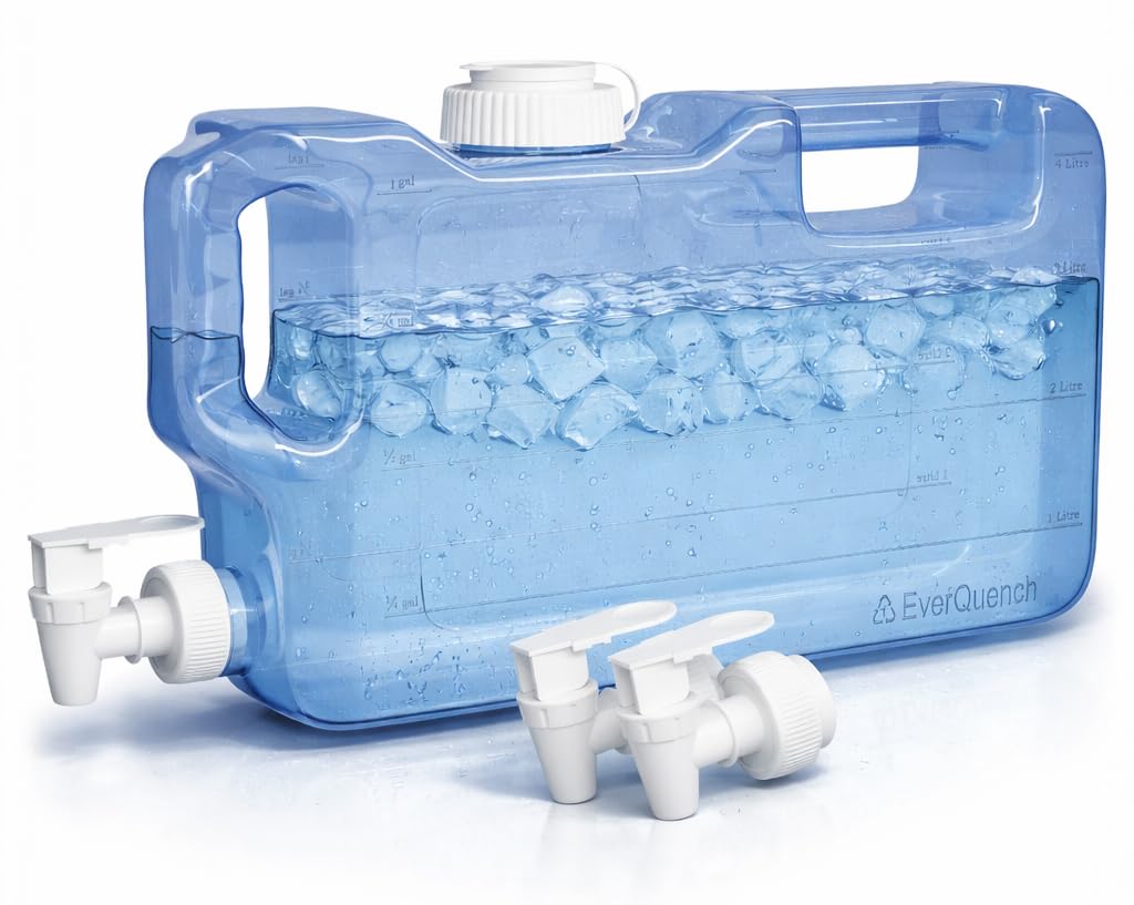 EverQuench refrigerator water dispenser angled view showing daily hydration capacity.