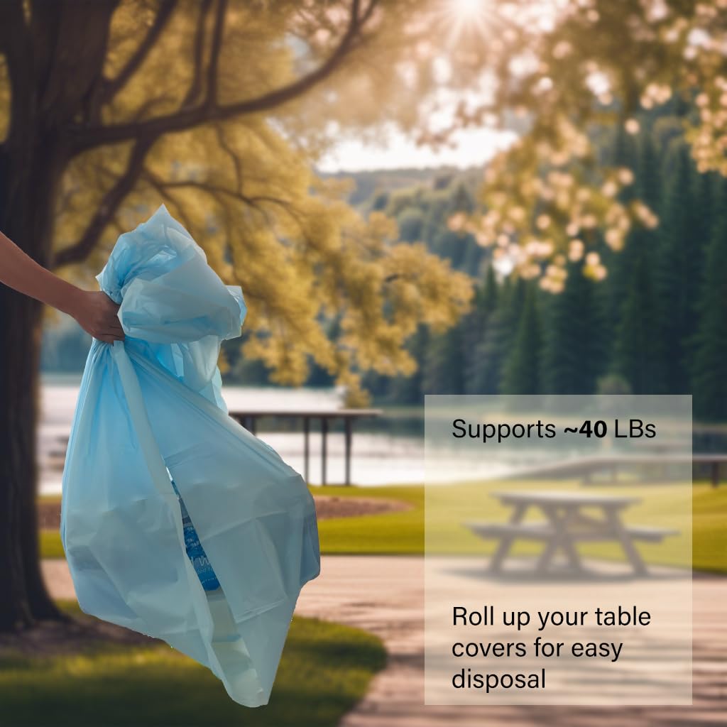 Evershine water-resistant tablecloth keeps indoor and outdoor tables protected.