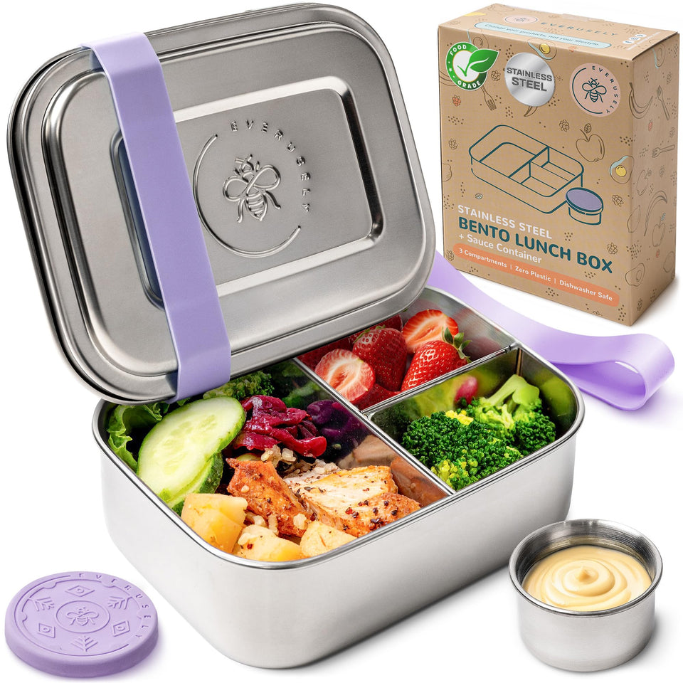 Everusely Bento Box Lavender 27oz for on-the-go meals
