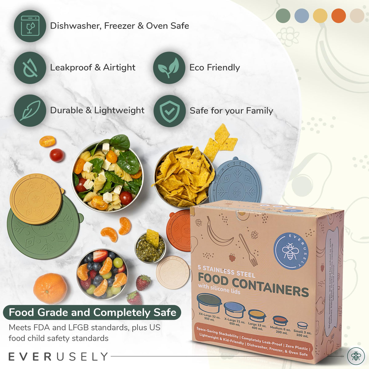 Everusely nesting snack holders for easy meal prep and portable snacks.