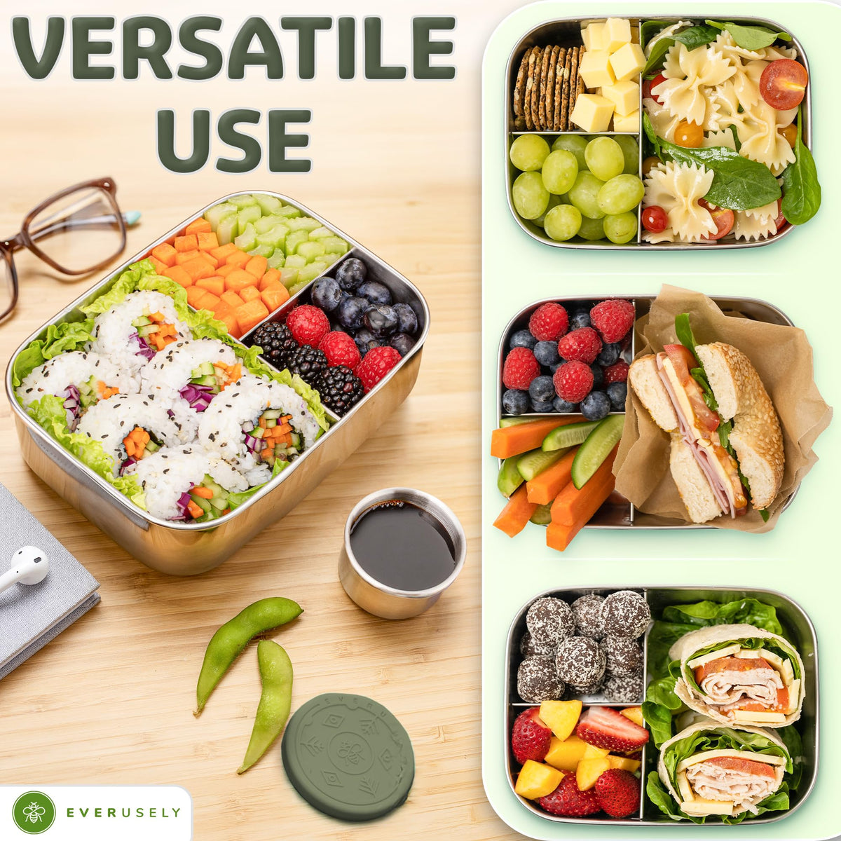 Everusely sauce lid keeps sauces contained during travel.