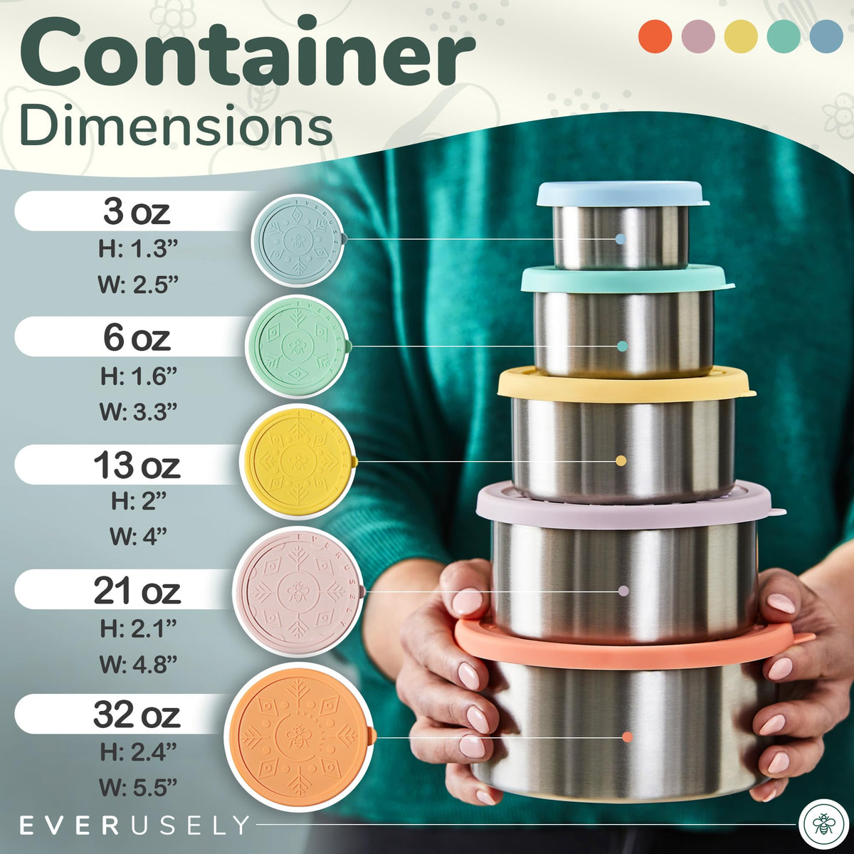 Everusely stackable snack holders with compact design for easy on-the-go snacks.