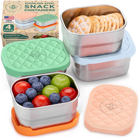 Everusely stainless steel 8oz 4-pack, durable on-the-go snack storage.