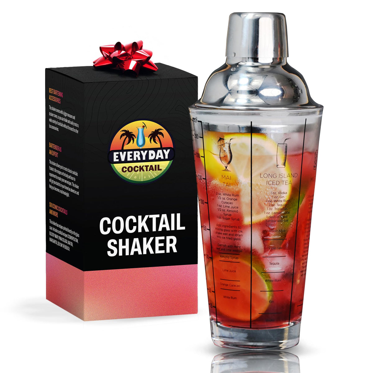 EVERYDAY COCKTAIL 14oz clear glass shaker for precise pours.