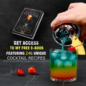 EVERYDAY COCKTAIL shaker side has recipes for quick cocktail ideas.