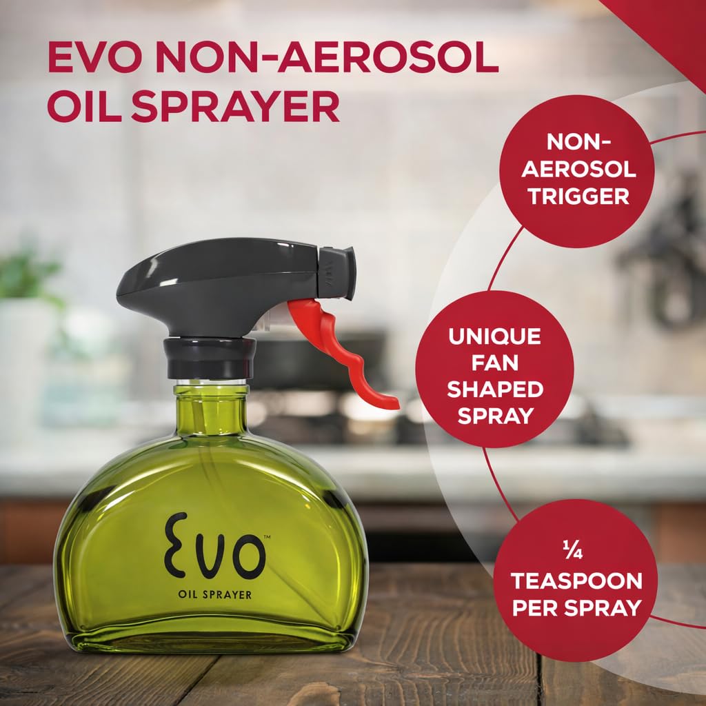 Evo Glass Oil Sprayer six-ounce capacity for everyday cooking