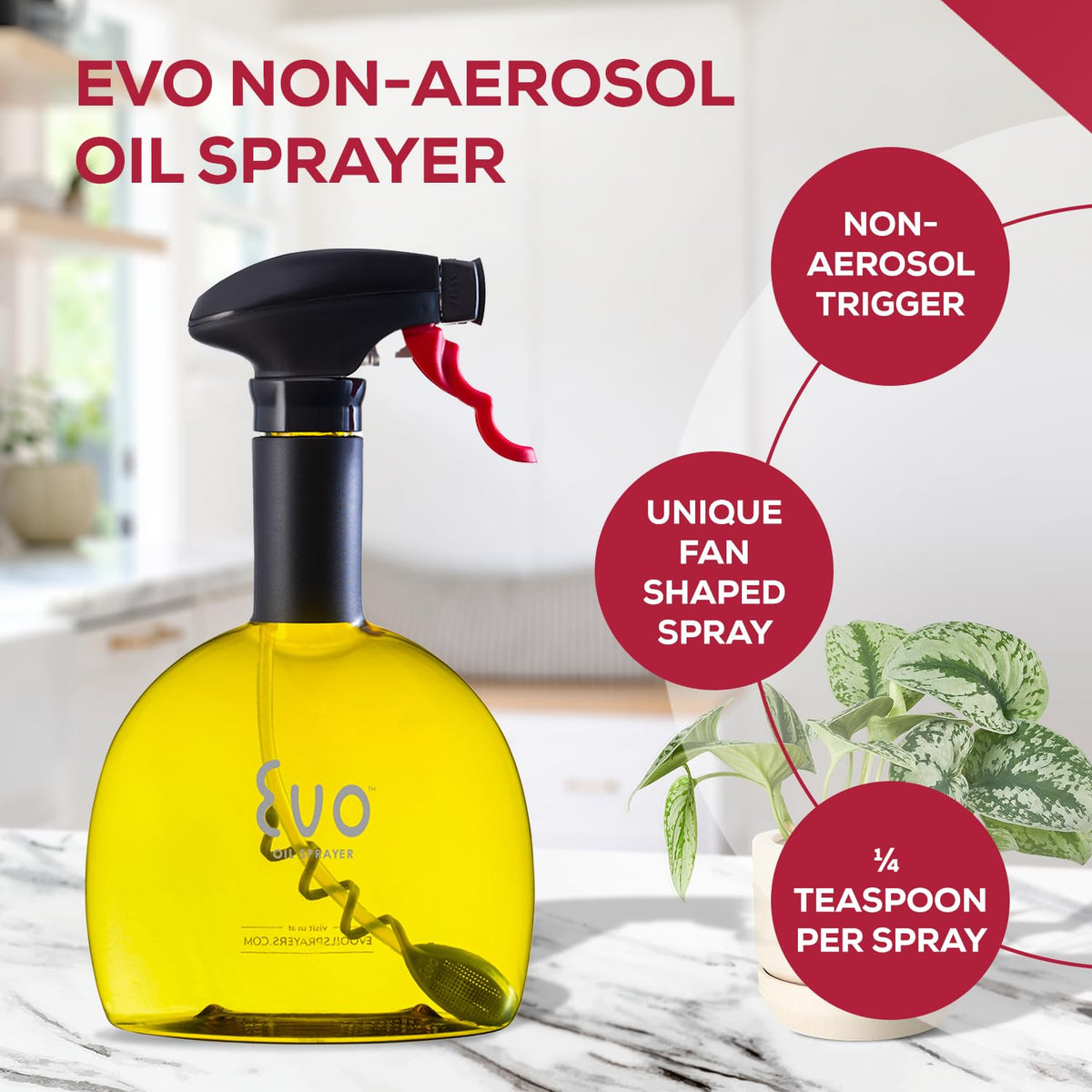 Evo Oil Sprayer 24-ounce bottle ready for olive oil and vinegars
