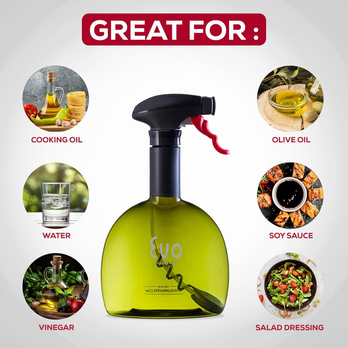 Evo Oil Sprayer ergonomic design offers comfortable grip during cooking