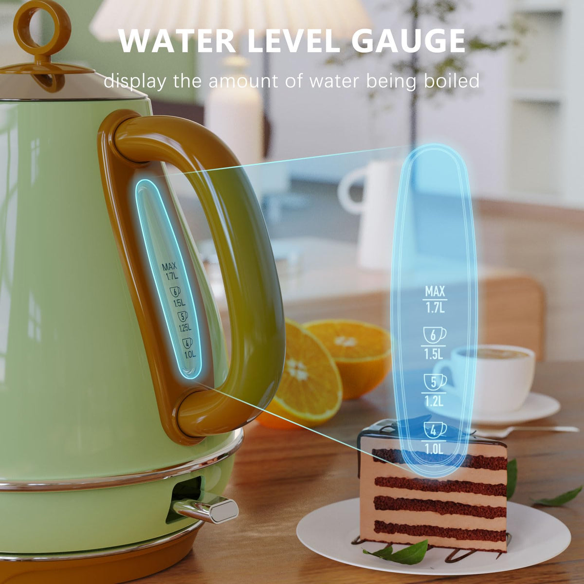 Evoloop 1.7L kettle LED indicator clearly shows heating status.