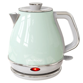 Evoloop electric tea kettle with steel interior ensures BPA-free boiling for pure water.