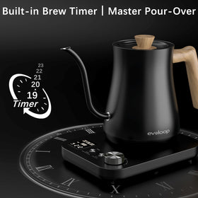 Evoloop gooseneck kettle brew timer helps track steep times