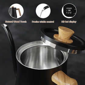 Evoloop gooseneck kettle retro wood handle adds stylish, comfortable grip