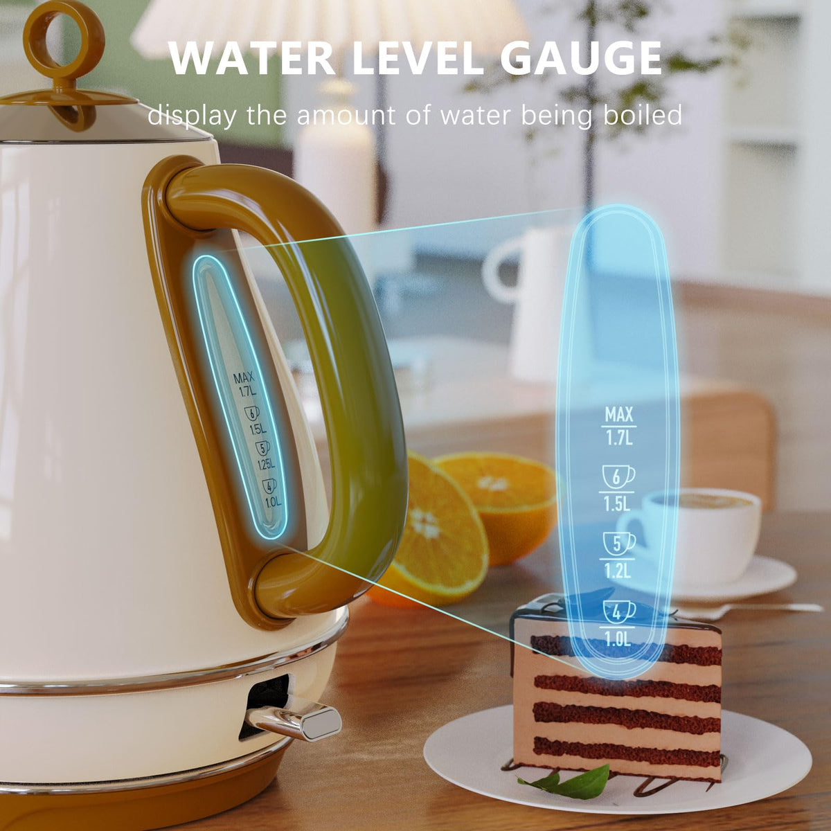 Evoloop LED indicator glows when water is ready for tea or coffee.