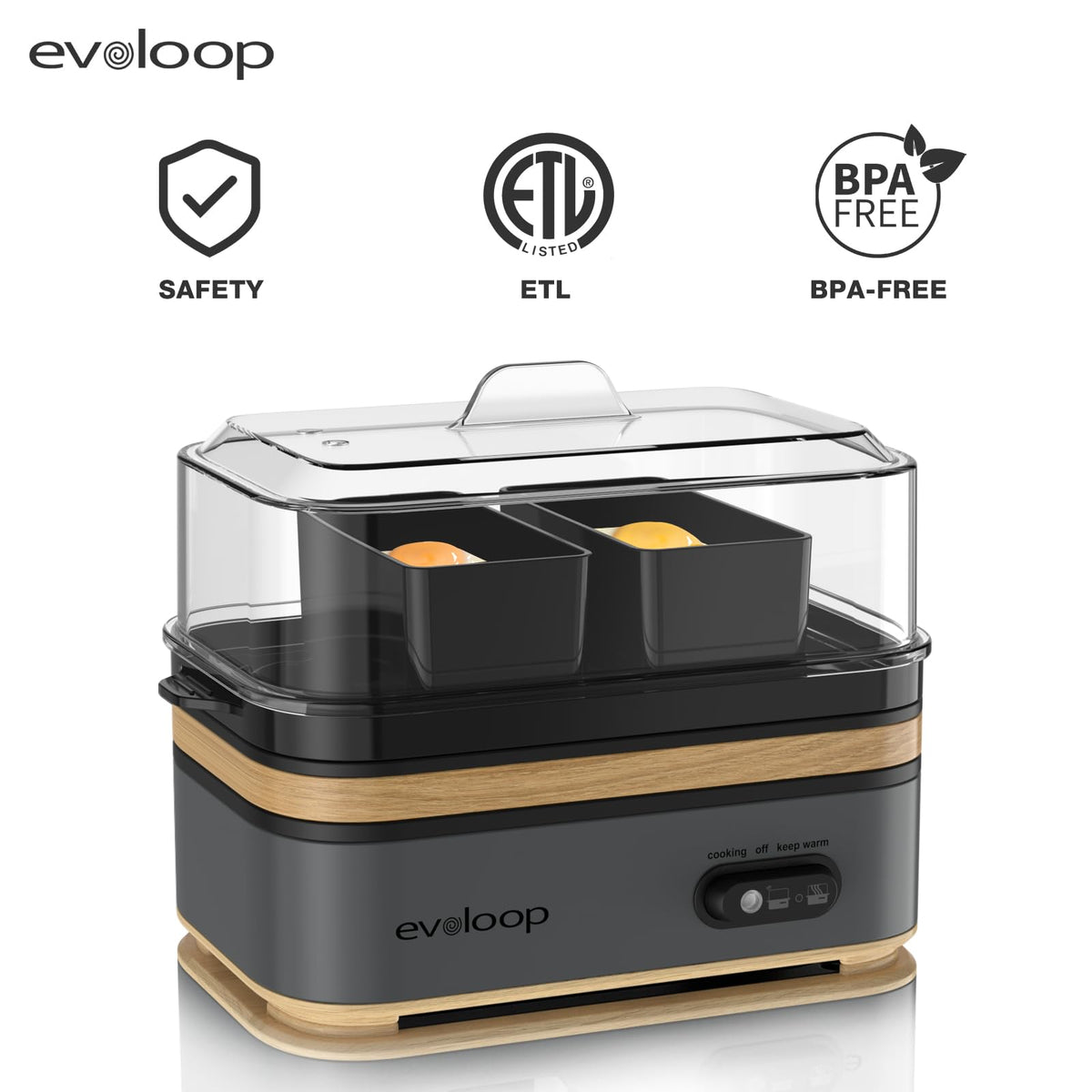 Evoloop Auto shut-off feature highlighted for safety and convenience.