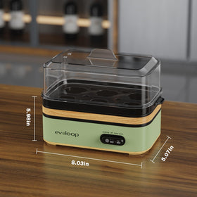 Evoloop Rapid Egg Cooker clear lid shows cooking progress at a glance.