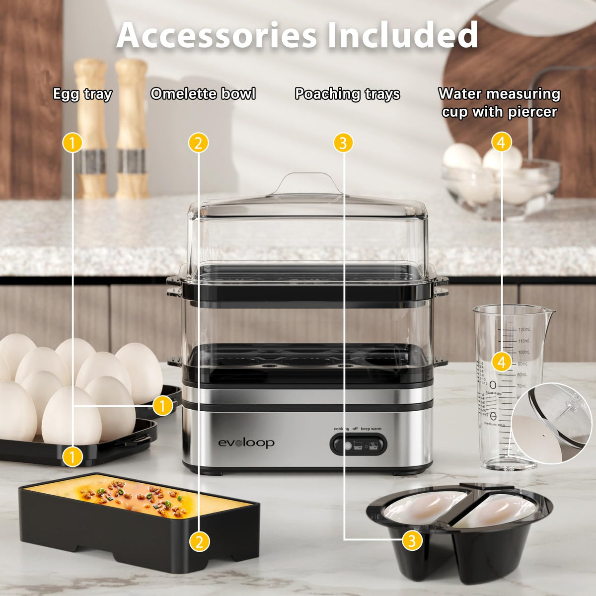 Evoloop rapid egg cooker compact dorm-friendly size for small kitchens