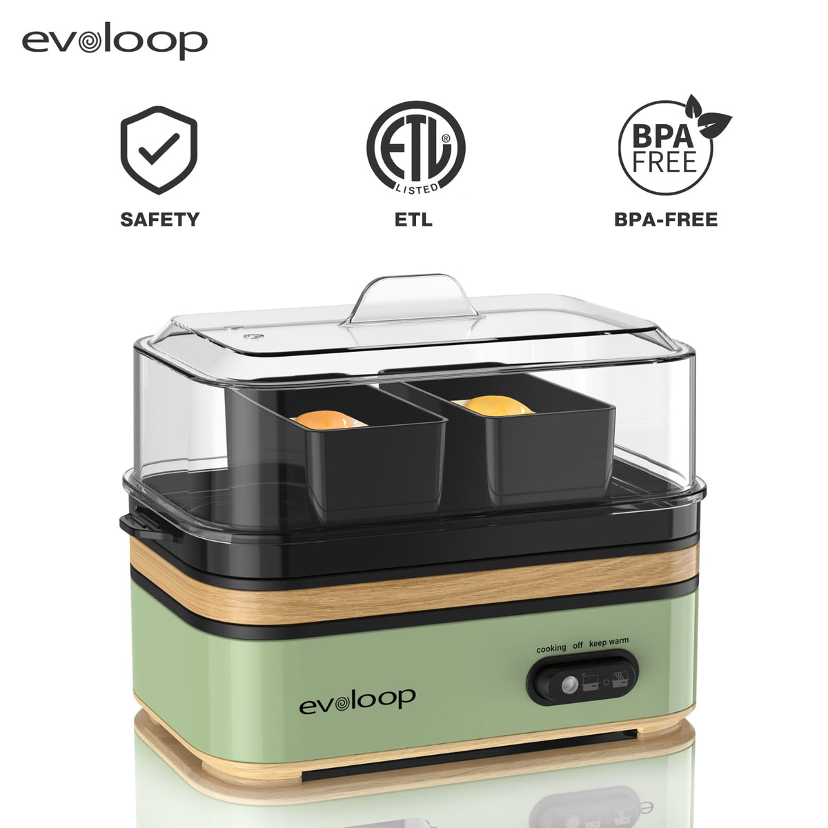 Evoloop Rapid Egg Cooker detachable trays simplify cleanup after busy meals.