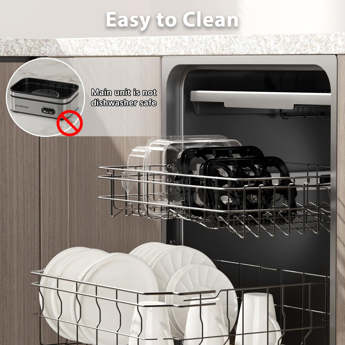Evoloop rapid egg cooker dishwasher-safe parts for easy cleanup