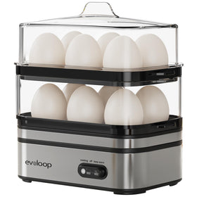 Evoloop rapid egg cooker front view for quick breakfasts and space saving