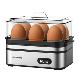 Evoloop Rapid Egg Cooker front view on a compact kitchen counter.
