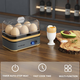 Evoloop Rapid Egg Cooker hard-boil option presented for meal prep.