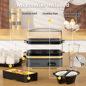 Evoloop Rapid Egg Cooker kitchen setup for dorm or apartment use demonstrates space-saving breakfast solution