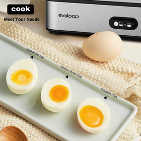 Evoloop Rapid Egg Cooker with lid open for easy access.