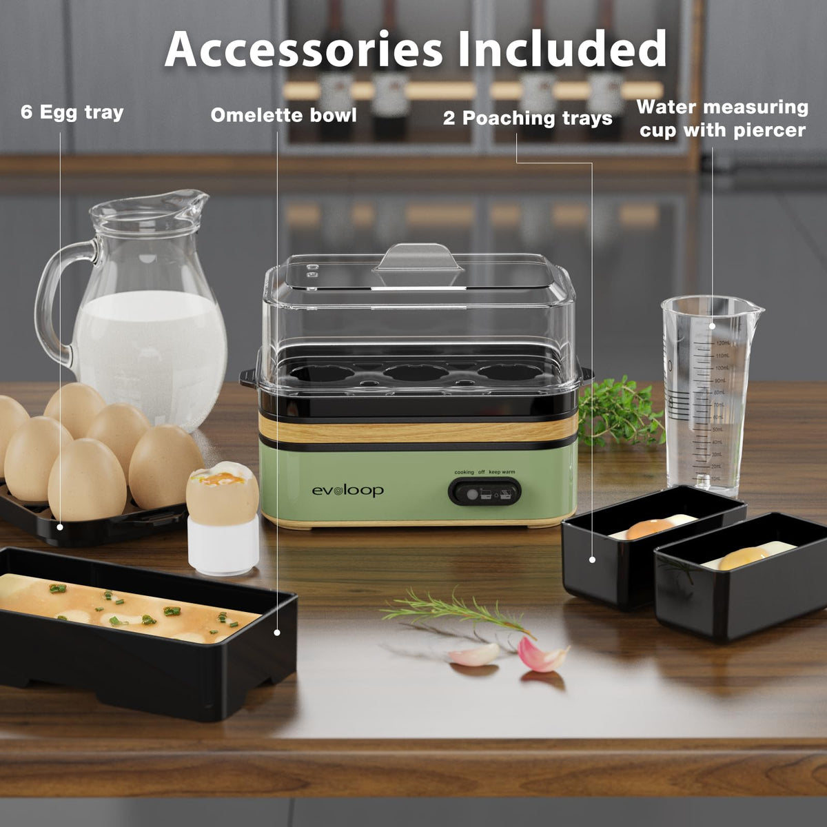 Evoloop Rapid Egg Cooker omelet tray for fluffy morning meals.