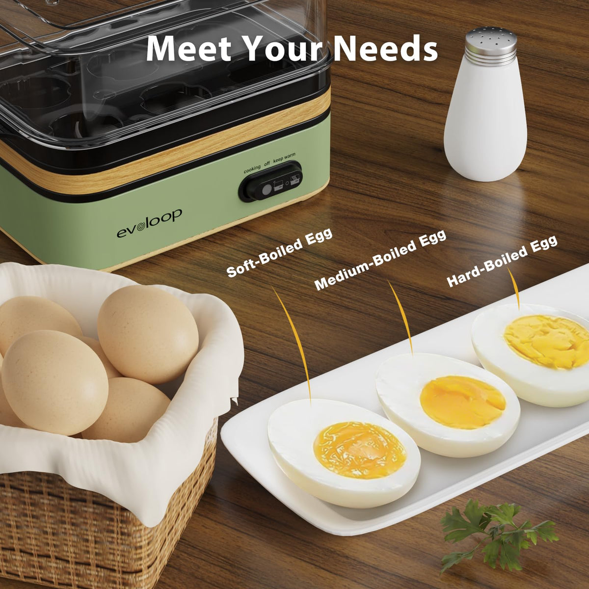 Evoloop Rapid Egg Cooker soft-boiled eggs come out perfect every morning.