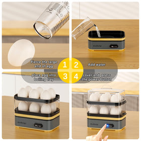 Evoloop Rapid Egg Cooker transparent lid view emphasizes easy monitoring of doneness