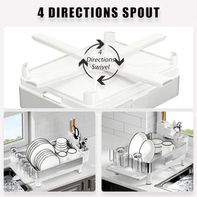 Ewaiira dish drying rack with cup holder organizing mugs efficiently